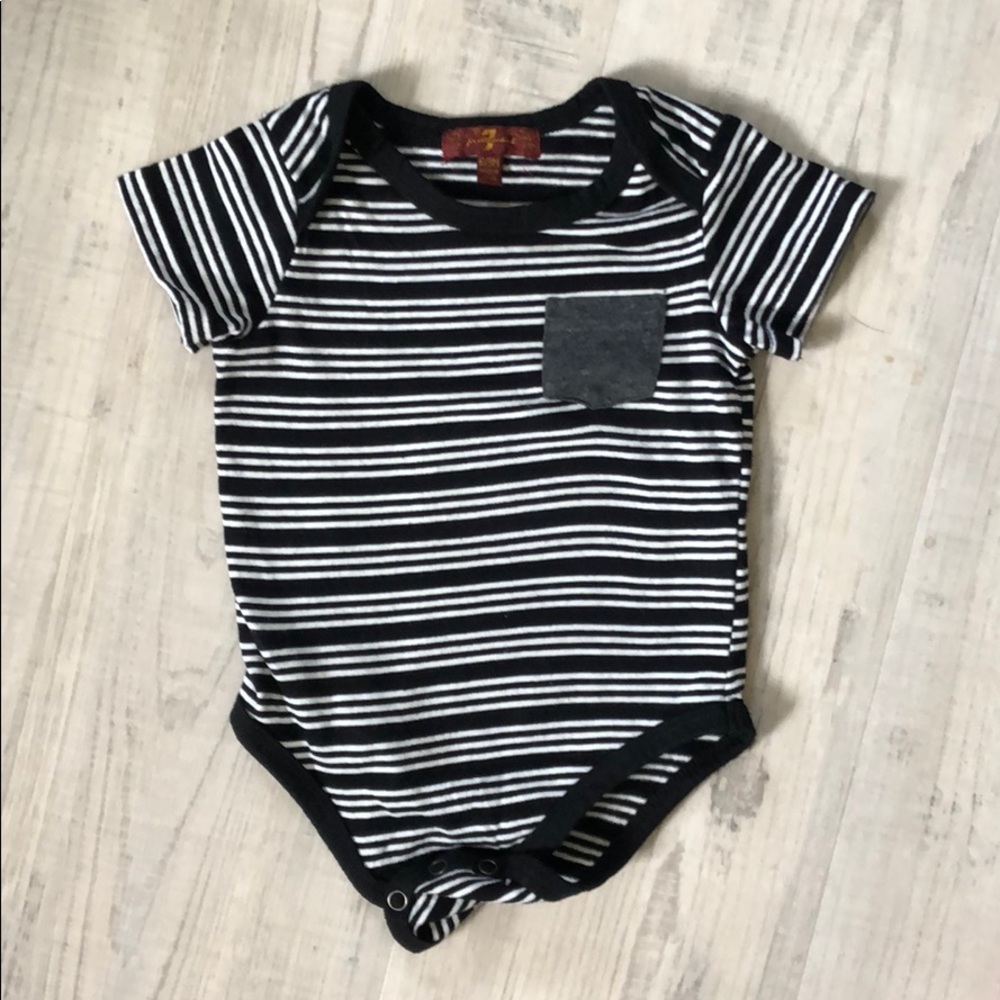 7 for all mankind black & white striped onesie